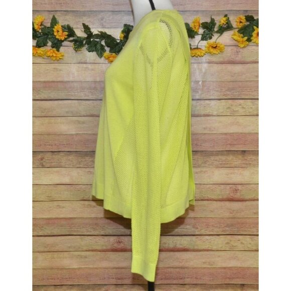 Cabi Lemon Lime Neon Split Back Mesh Pullover Sweater Size M Beach 80's Look - Picture 4 of 9